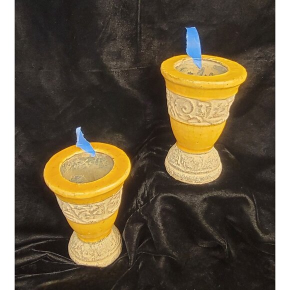 Vintage Chalice Candle Holders with a Greek Key Pattern - Picture 5 of 16